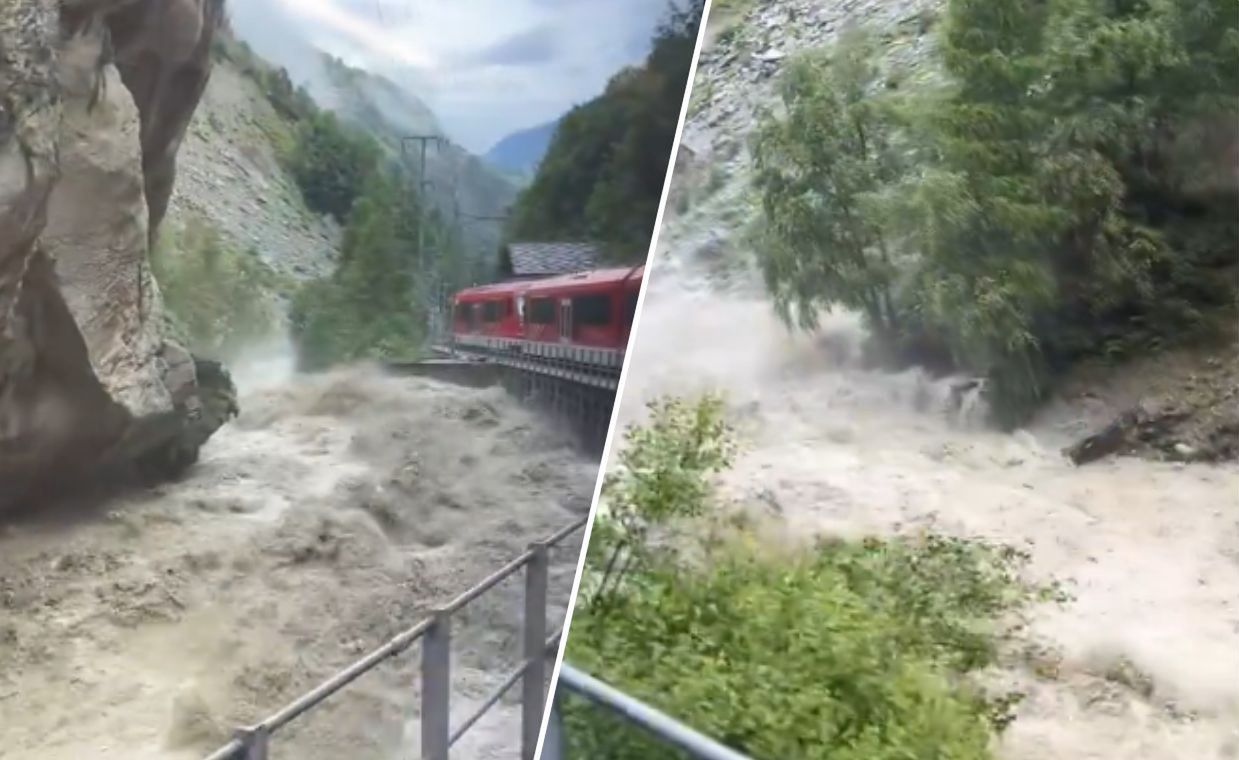 Powódź w Alpach. Zdumiewające wideo z pociągu. Dalej nie pojechali