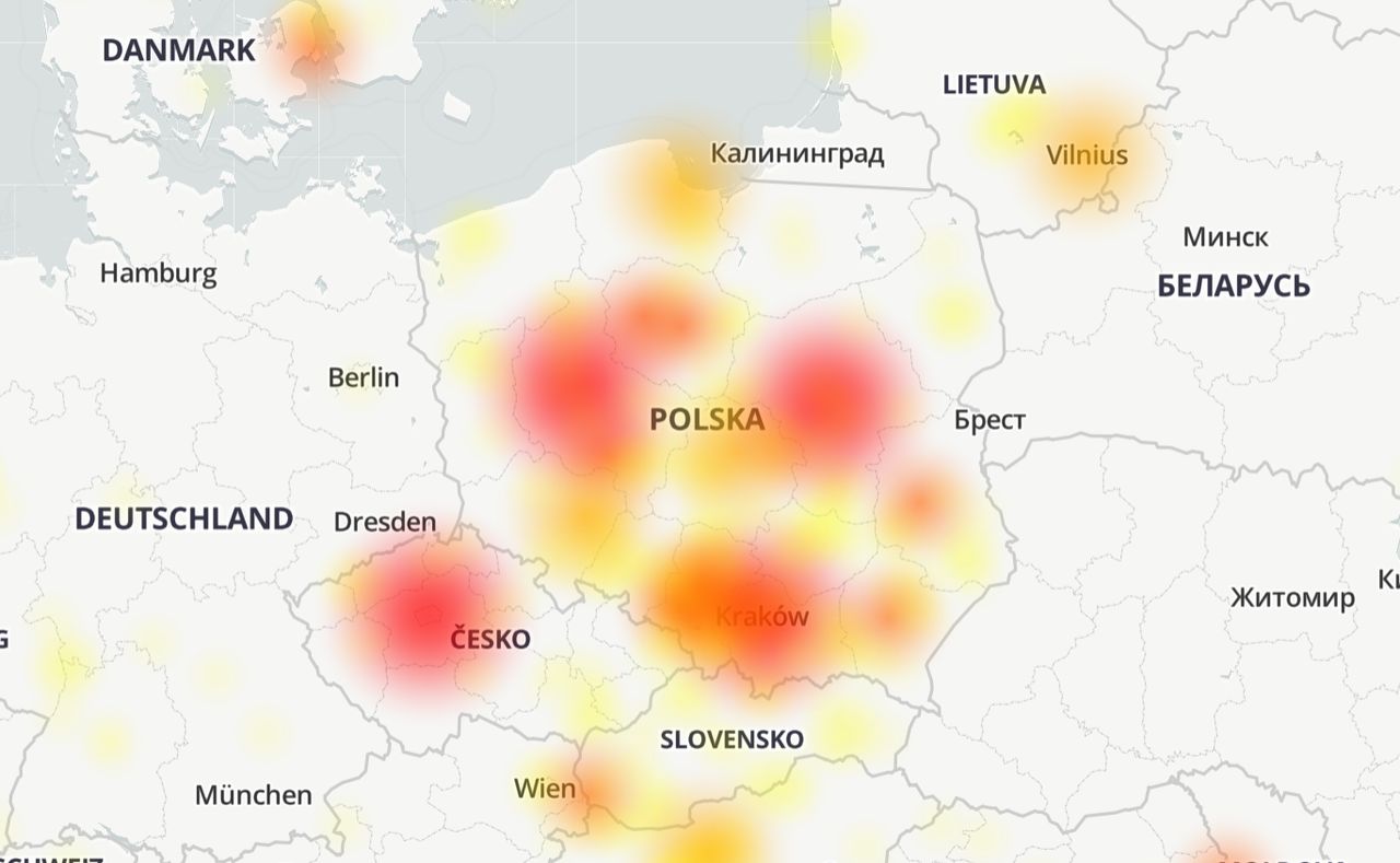Facebook Messenger nie działa wielu osobom, źródło: downdetector