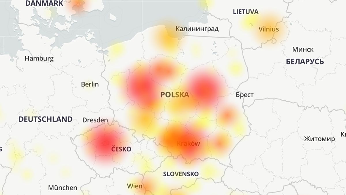 Facebook Messenger nie działa wielu osobom, źródło: downdetector