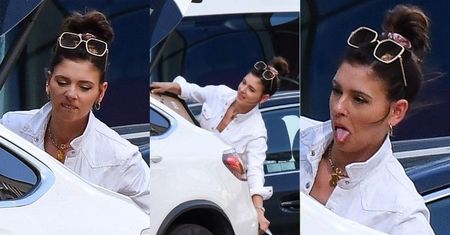 Zdeterminowana Klaudia Halejcio pakuje obraz do bagażnika (ZDJĘCIA)