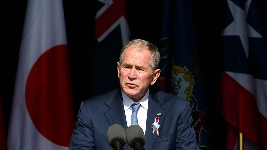 Obchody 20. rocznicy zamach�w z 11 wrze?niaFormer US President George W. Bush speaks during a 9/11 commemoration at the Flight 93 National Memorial in Shanksville, Pennsylvania on September 11, 2021. - America marked the 20th anniversary of 9/11 Saturday with solemn ceremonies given added poignancy by the recent chaotic withdrawal of troops from Afghanistan and return to power of the Taliban. (Photo by MANDEL NGAN / AFP)MANDEL NGAN