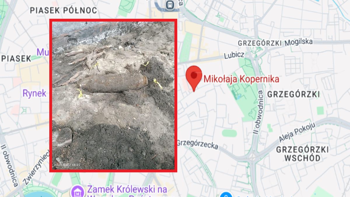 Niewybuch w centrum Krakowa