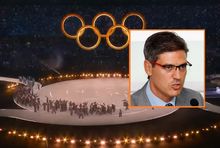 Kadr z otwarcia igrzysk i Paolo Petrecca