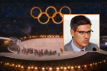 Kadr z otwarcia igrzysk i Paolo Petrecca