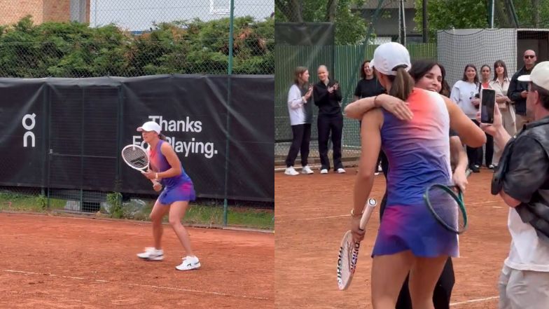 Iga Świątek spielte Tennis mit Courteney Cox.  Die Aufnahme ging viral