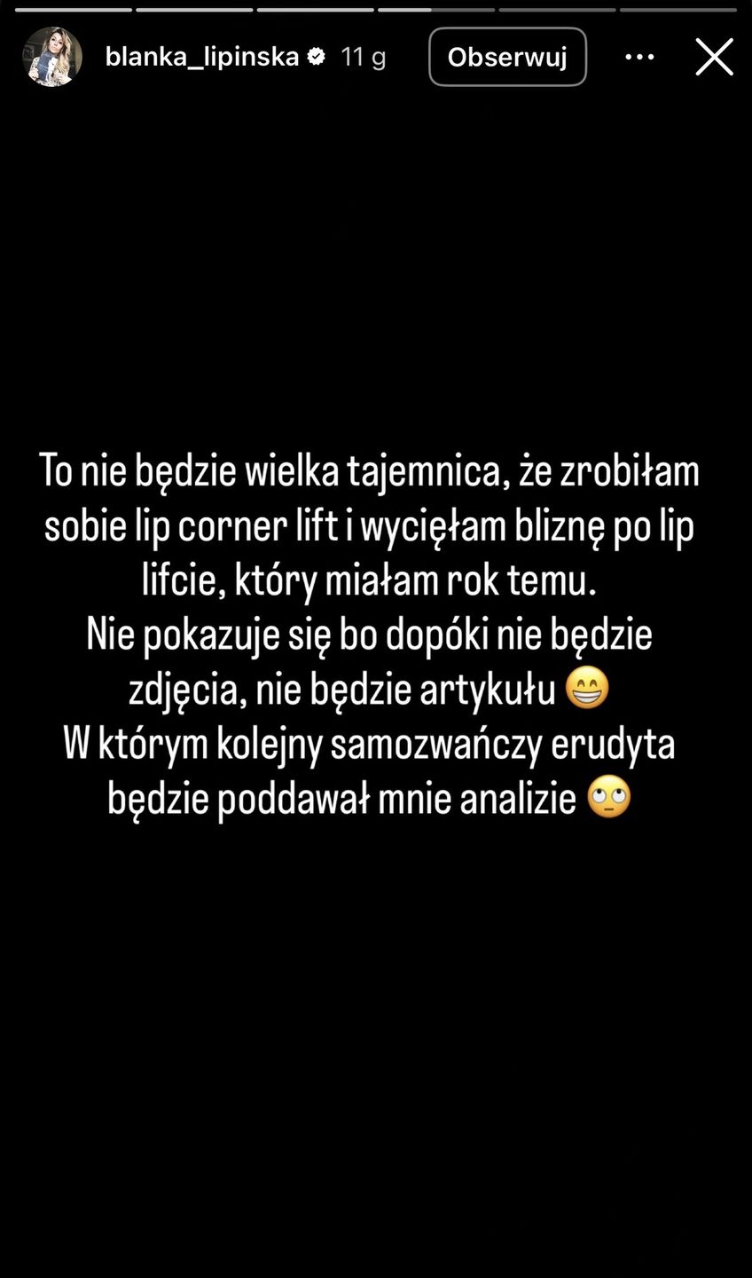 Blanka Lipińska wykonała kolejny zabieg 