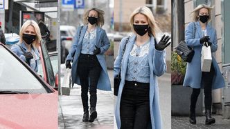 Magdalena Ogórek w błękitnym sweterku i z torebką Chanel za 26 tysięcy pędzi do swojego BMW (ZDJĘCIA)