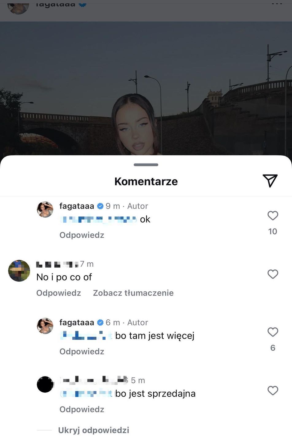 Fagata odpowiedziała na złośliwości internautów