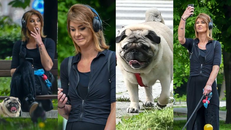 Katarzyna Skowrońska-Dolata wyprowadza psa