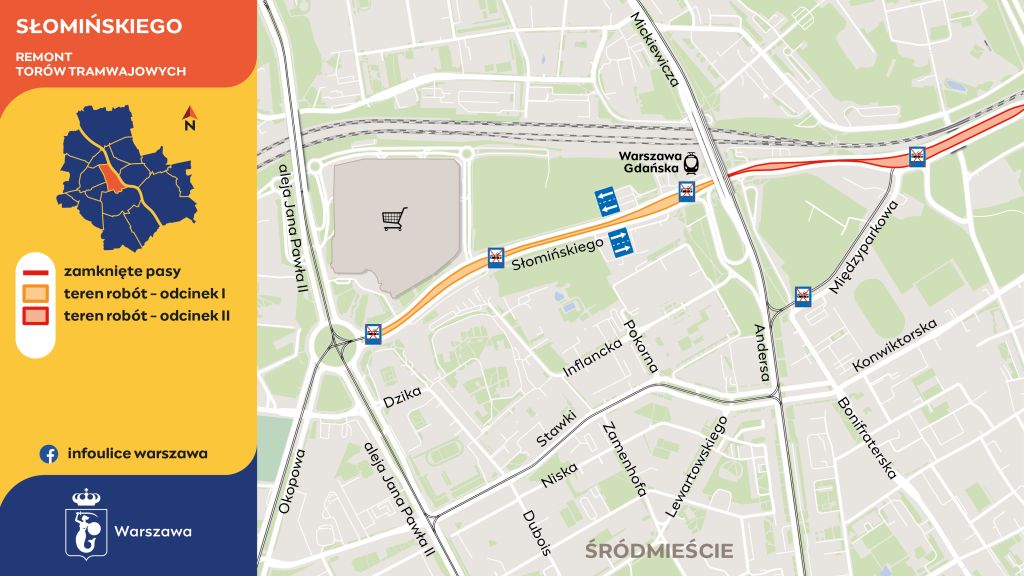 Grafika przedstawia zmiany w ruchu na ulicy Słomińskiego.