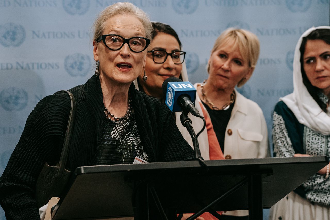 Meryl Streep spoke at the UN forum.