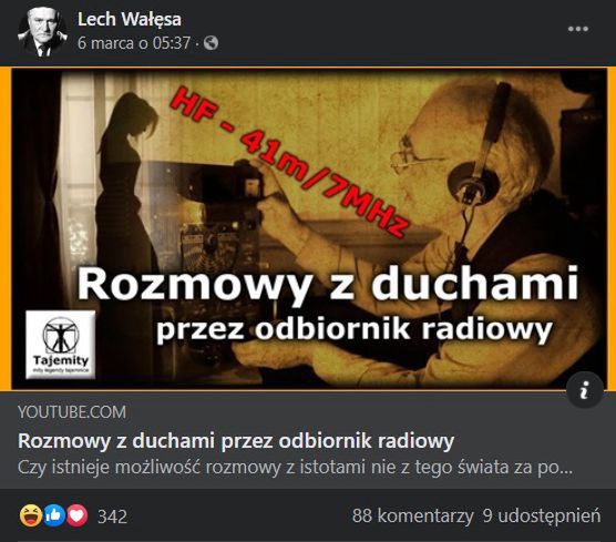 Lech Wałęsa na Facebooku