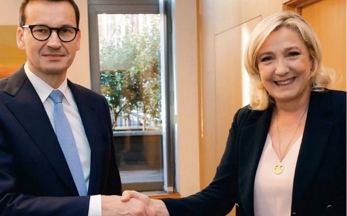 Premier Mateusz Morawiecki i Marine Le Pen. Warszawa, październik 2021 roku