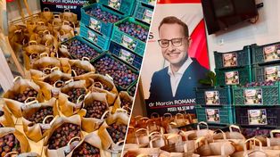 U Romanowskiego rozdawali śliwki. "Zastanawiam się, skąd wziął pieniądze"