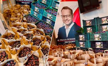 U Romanowskiego rozdawali śliwki. "Zastanawiam się, skąd wziął pieniądze"