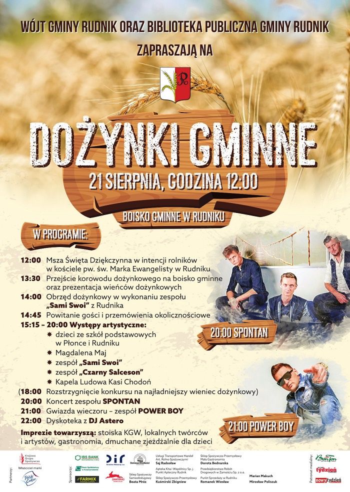 Dożynki Gminy Rudnik 2022 - program