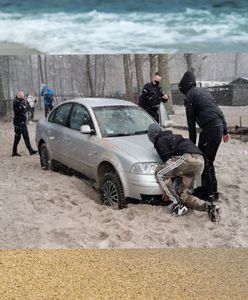 Kołobrzeg. Zakopał się autem na plaży, teraz ma kłopoty