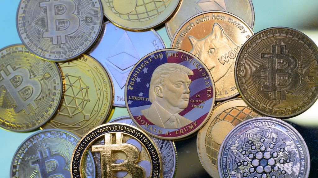 Cryptocracy - Strump Meme Coin - Photo Illustration
This photo illustration shows a representation of cryptocracy coins with the $Trump meme coin (collection coin) in Brussels, Belgium, on March 3, 2025. (Photo by Jonathan Raa/NurPhoto via Getty Images)
NurPhoto
commerce, donald trump, economics, exchange, coins, digital assets, analytics, financial, trending, decentralized, platform, information, official, memecoin, sec, trade, $trump, crypto, trumpcoin, digital, market, transaction, trump, meme culture, sec crypto, meme value, popular, media, speculation, money, meme coin