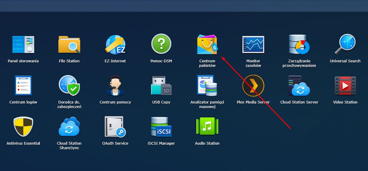 Instalacj�ę Surveillance Station należy rozpocząć od wizyty w Centrum pakietów.