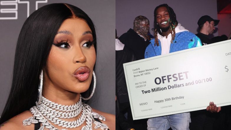 Cardi B sprezentowała niewiernemu Offsetowi na urodziny czek o wartości 2 MILIONÓW DOLARÓW! Ma gest? (ZDJĘCIA)