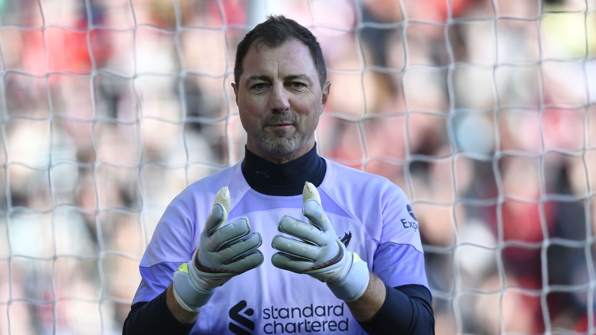 LIVERPOOL, ENGLAND - MARCH 25: Liverpool's Jerzy Dudek during a charity match between Liverpool Legends and Celtic Legends at Anfield, on March 25, 2023, in Liverpool, England. (Photo by Ross MacDonald/SNS Group via Getty Images)
