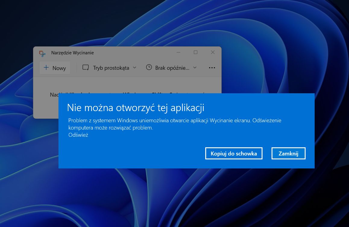 Windows 11 i usterka Narzędzia Wycinanie. Pomóc może... zmiana daty