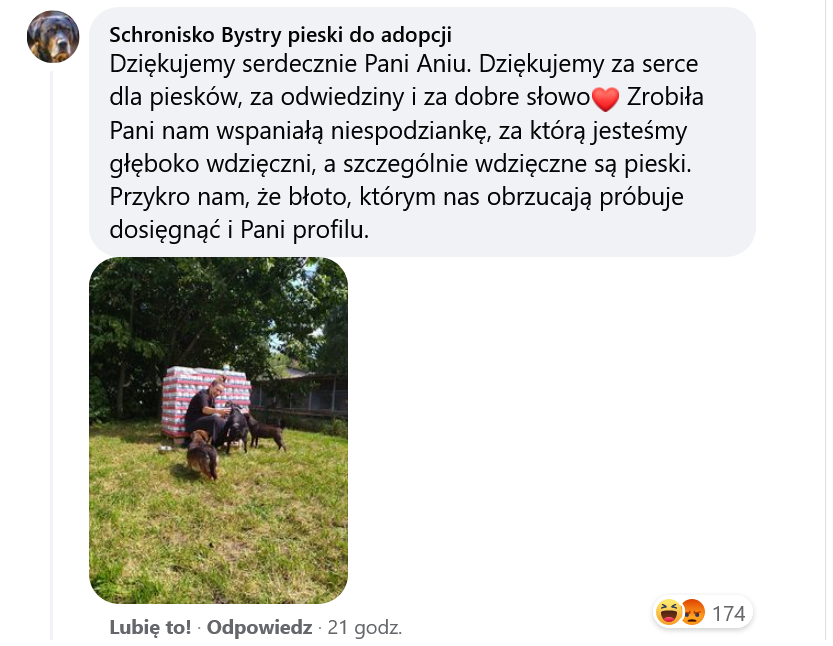 Odpowiedź właścicieli schroniska w Bystrym