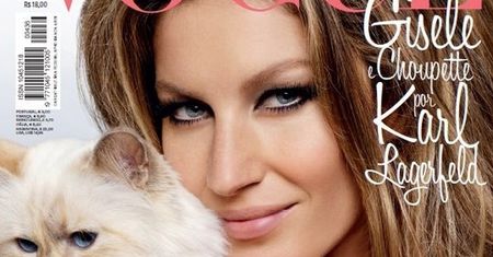 Gisele Bundchen na okładce z kotką Lagerfelda!