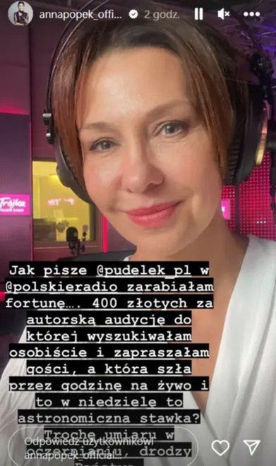 Anna Popek we wpisie na InstaStories