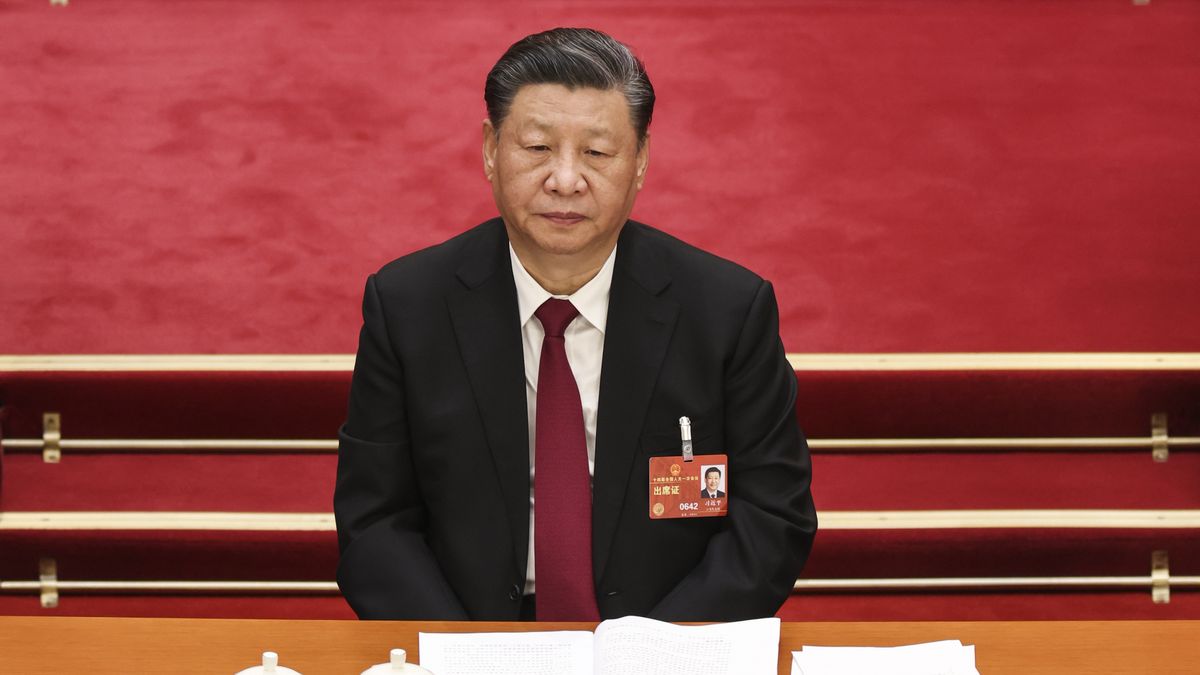 BEIJING, CHINA - MARCH 05: Chinese President Xi Jinping attend the opening of the first session of the 14th National People's Congress at The Great Hall of People on March 5, 2023 in Beijing, China.China's annual political gathering known as the Two Sessions will convene leaders and lawmakers to set the government's agenda for domestic economic and social development for the year. (Photo by Lintao Zhang/Getty Images)