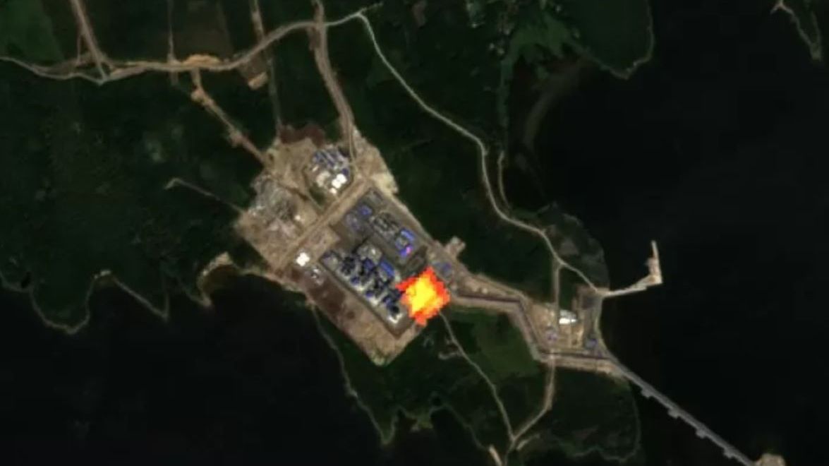 Płomień z rosyjskiej przepompowni widziany z satelity  