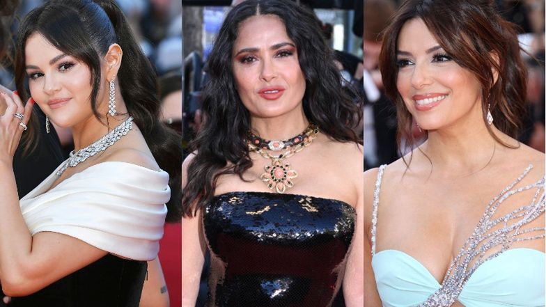 Cannes 2024. Tłum gwiazd na czerwonym dywanie: Salma Hayek, Selena Gomez, Eva Longoria... (ZDJĘCIA)