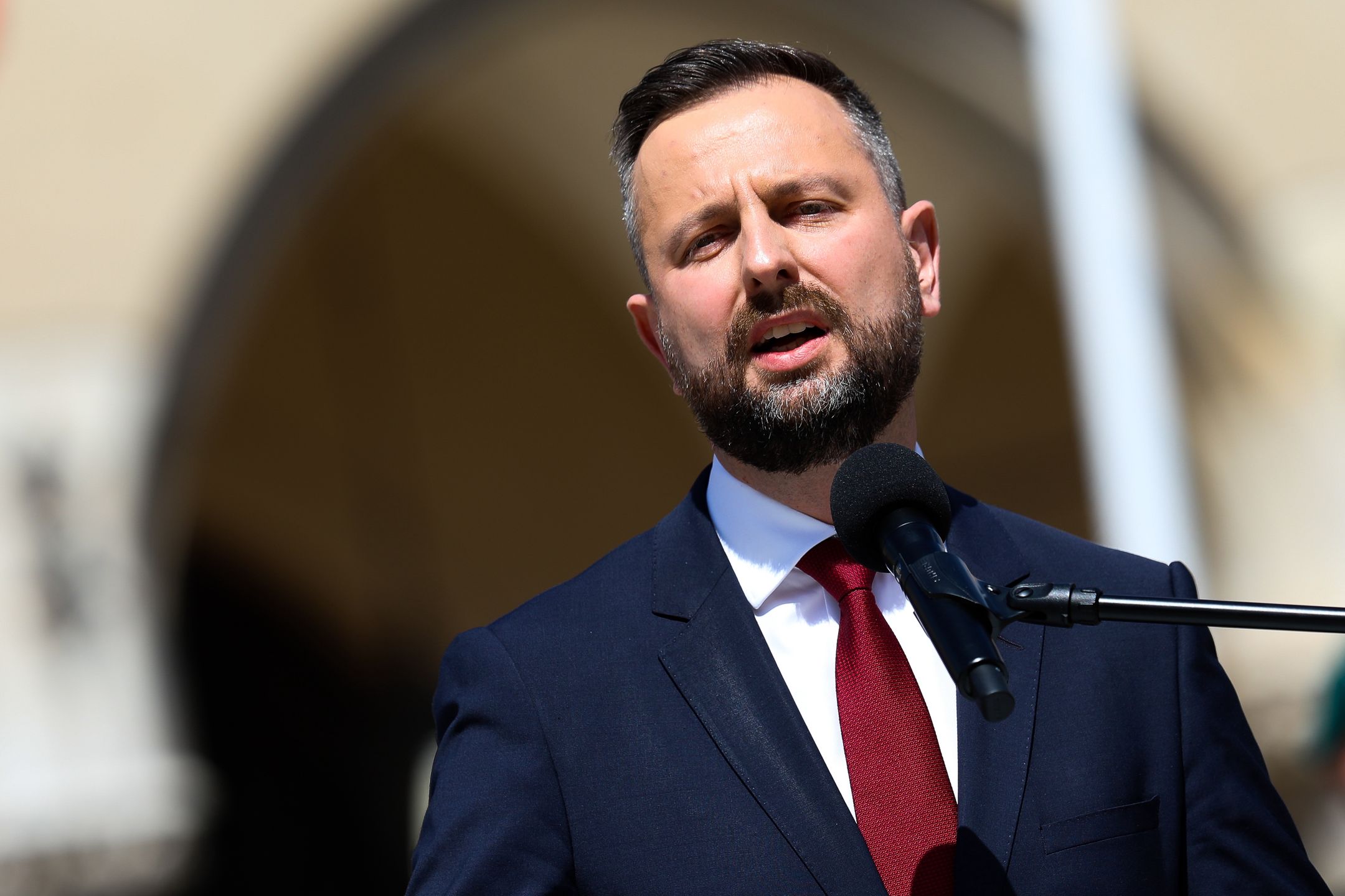 Minister of National Defense and Deputy Prime Minister, Wladyslaw Kosiniak-Kamysz, is participating in celebrations marking the 80th anniversary of the Battle of Monte Cassino at the Main Square in Krakow, Poland, on May 18, 2024. On the occasion of the 80th anniversary of the Battle of Monte Cassino, one of the bloodiest battles fought by Allied troops against the forces of the Third Reich during World War II, celebrations are being held on the Main Square with the participation of Prime Minister Donald Tusk and Minister of National Defense Wladyslaw Kosiniak-Kamysz. The Minister is announcing the establishment of the 2nd Polish Corps Day. The ceremony is being attended by the army, which is marching through the streets of the city. There is also a military picnic on Blonia, where military vehicles are being presented. (Photo by Klaudia Radecka/NurPhoto via Getty Images)