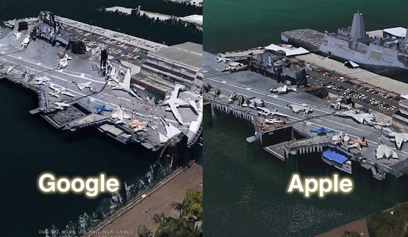 Starcie gigantów - porównanie map 3D Google'a i Apple'a