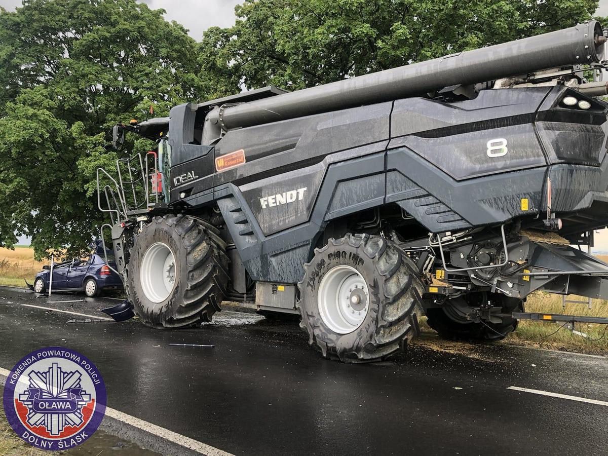 Wypadek z udziałem kombajnu