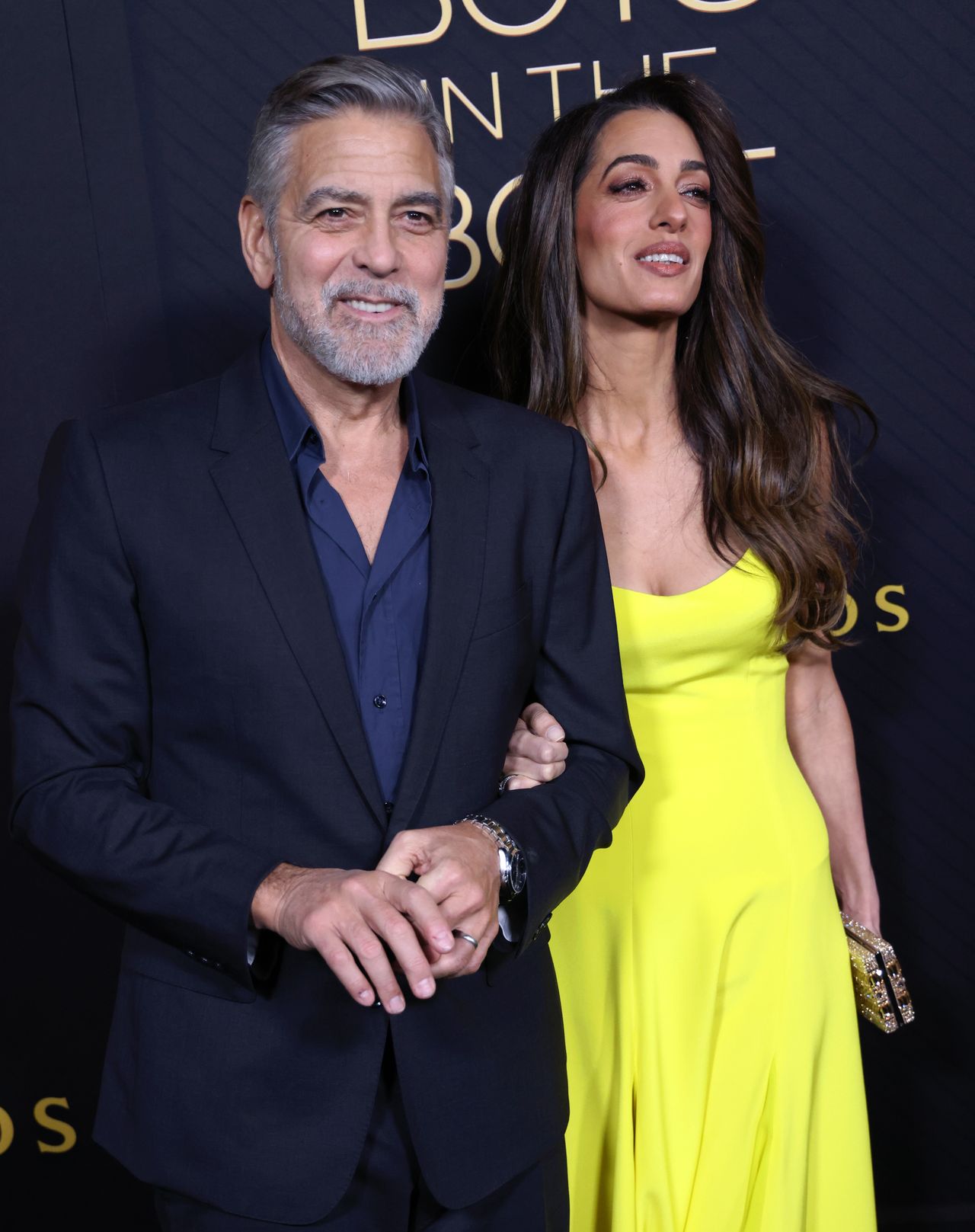 BEVERLY HILLS, CALIFORNIA - DECEMBER 11: George Clooney and Amal Clooney attend the Amazon MGM Studios Los Angeles premiere of "The Boys in the Boat" at the Samuel Goldwyn Theater on December 11, 2023 in Beverly Hills, California. (Photo by David Livingston/WireImage)