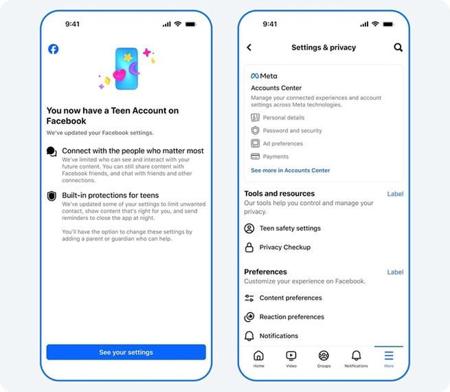Facebbok konto nastolatka