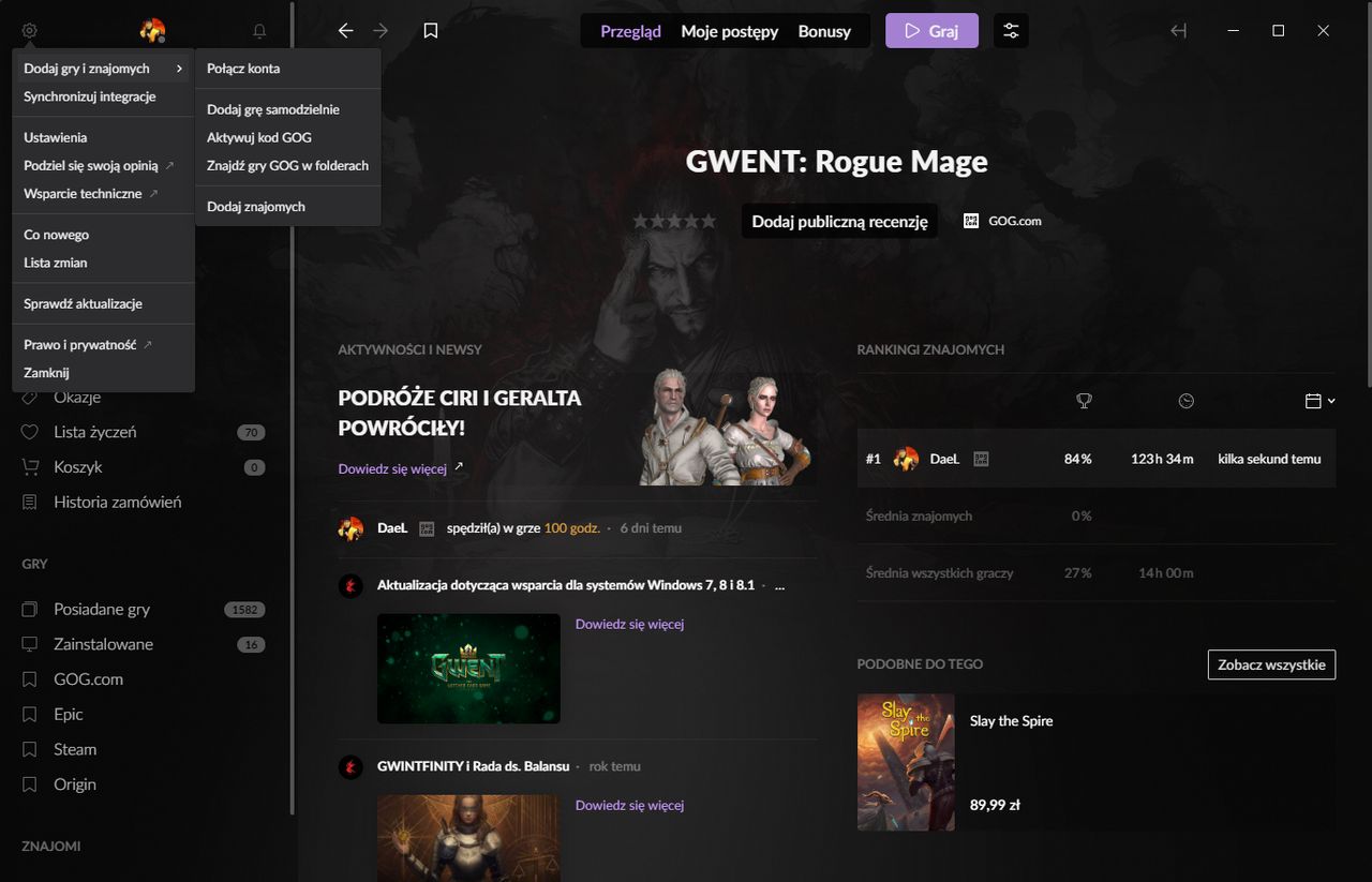 Jak aktywować klucz na GOG.com