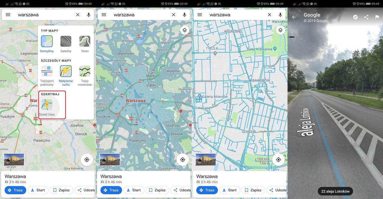 Street View to teraz jedna z "warstw" Map Google.