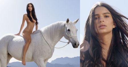 Emily Ratajkowski pozuje NAGO NA KONIU...