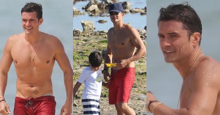 40-letni Orlando Bloom pręży mięśnie na francuskiej plaży. Seksowny? (ZDJĘCIA)