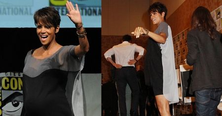 CIĘŻARNA HALLE BERRY w krótkiej sukience!