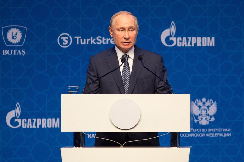 Vladimir Putin, Russia's president, speaks during the inauguration ceremony for the TurkStream natural gas pipeline, operated by Gazprom PJSC and Botas AS, in Istanbul, Turkey, on Wednesday, Jan. 8, 2020. TurkStream is set to carry Russian gas under the Black Sea to Turkey and supply several countries in southeast Europe once fully operational, just as U.S. sanctions stall another Gazprom PJSC export line. Photographer: Kerem Uzel/Bloomberg via Getty Images