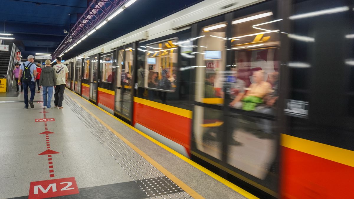 People are waiting for a train at the Warsaw Metro Swietokrzyska station in Warsaw, Poland, on March 30, 2024. (Photo by Michal Fludra/NurPhoto via Getty Images)