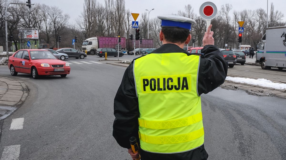 Policja policjant drogówka lizak