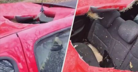 Auto jeszcze dymiło. "Wszystko wskazuje na to, że to meteoryt"