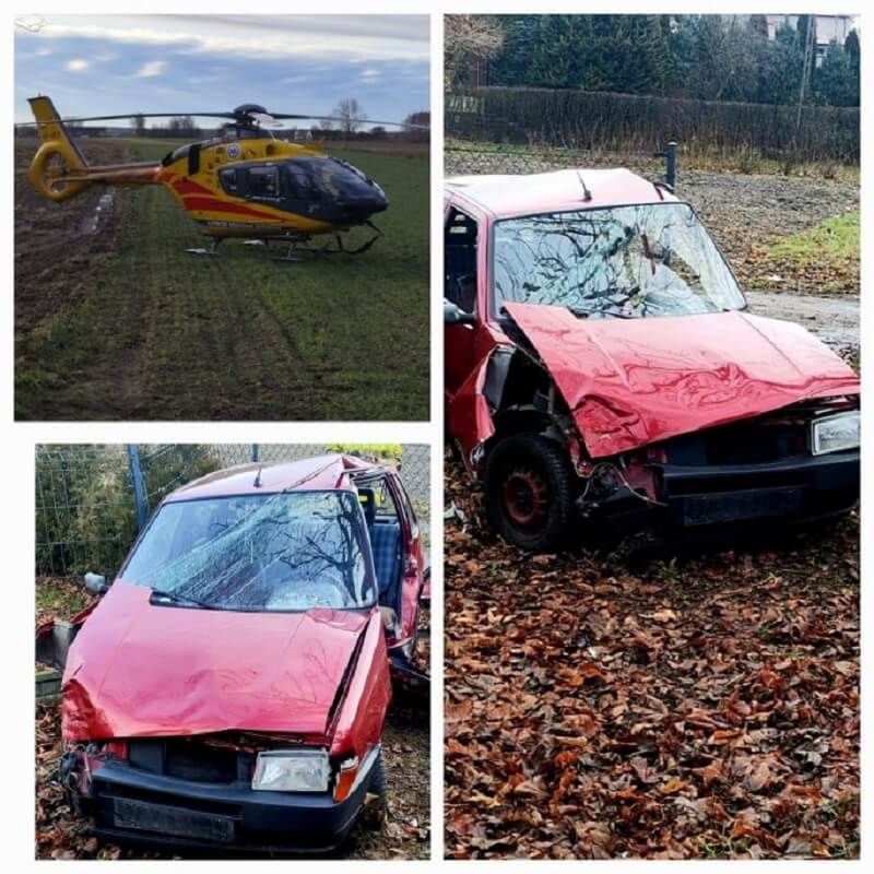 Zderzenie samochodu z drzewem