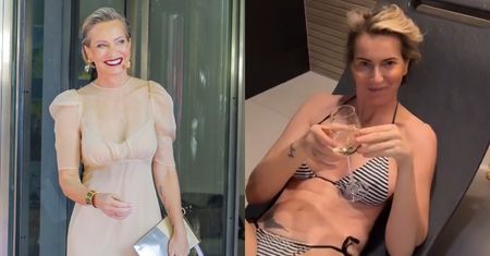 51-letnia Paulina Smaszcz w bikini raczy się szampanem na hotelowej posadzce, a fani pieją z zachwytu: "Ale figura"