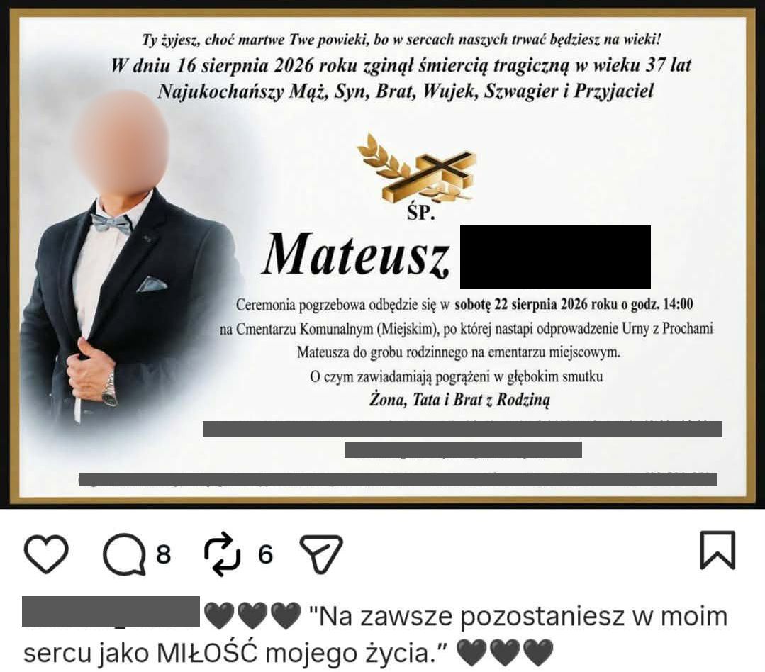 Pogrzeb mężczyzny odbędzie się w sobotę, 22 sierpnia
