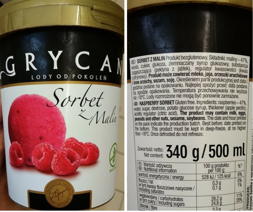 Sorbet z malin Grycan